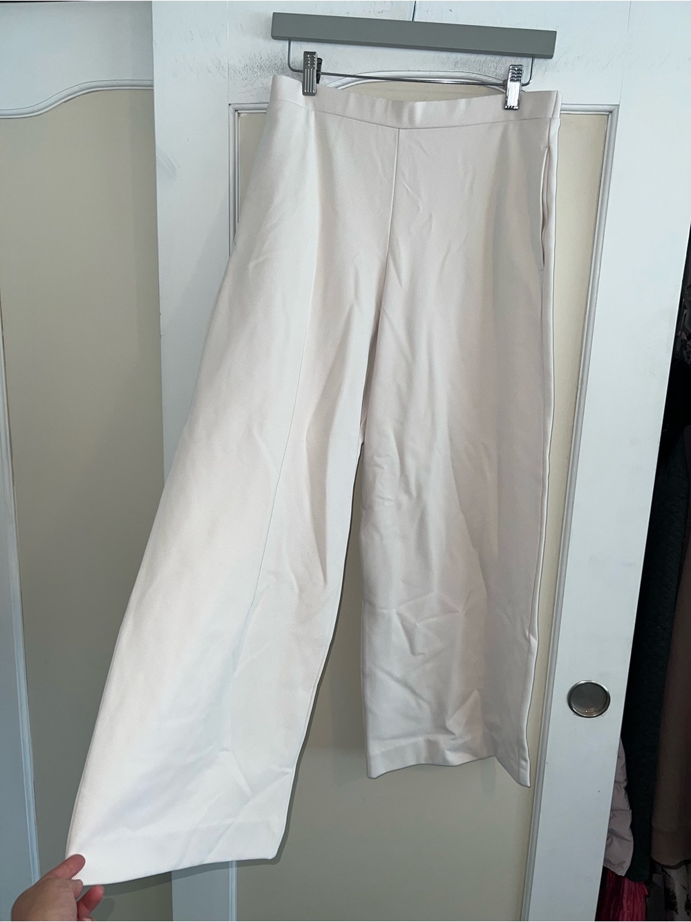 MaxMara Leisure High Waist Wide Leg Cream Cropped Pants Polyamide Blend